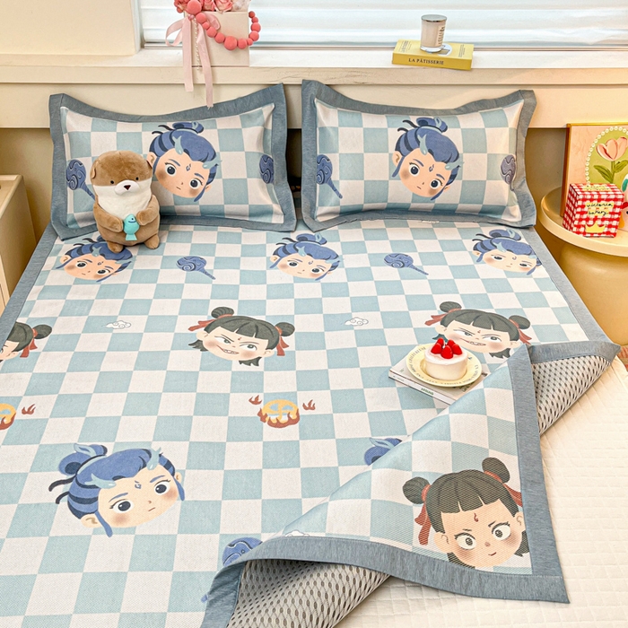 91家纺网 家纺一手货源 找家纺 迪乐妮 2025新款印花真冰藤冰凉席 吒儿