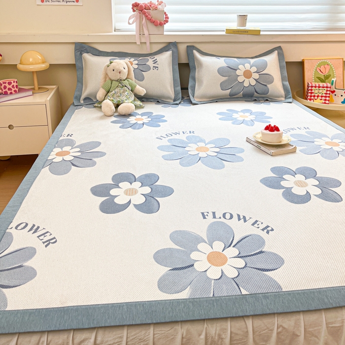 91家纺网 家纺一手货源 找家纺 迪乐妮 2025新款印花真冰藤冰凉席 花语