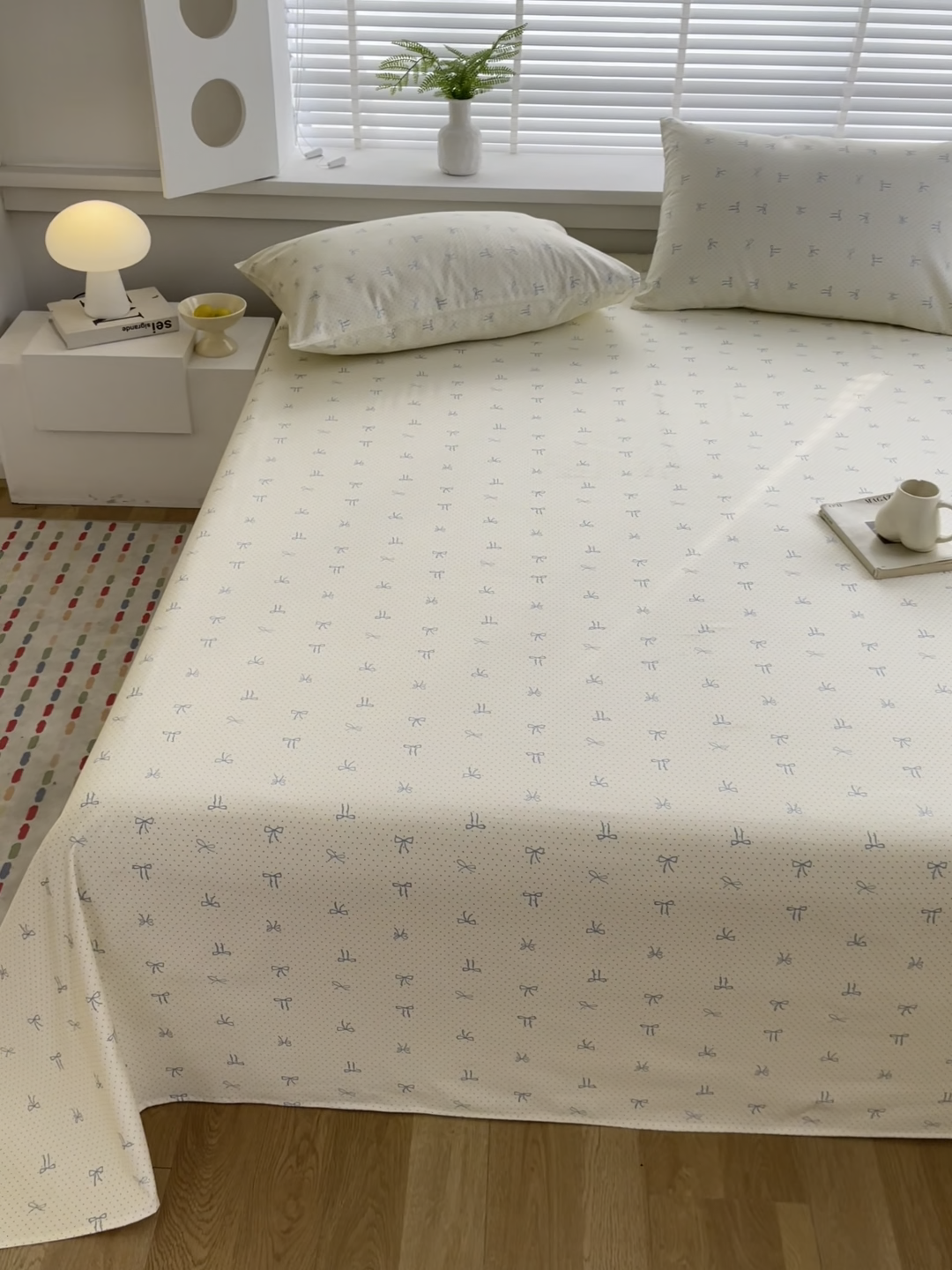 91家纺网 家纺一手货源 找家纺 爱彼2025新款华夫格全棉纯棉老粗布床单凉席-系列三 蝴蝶结