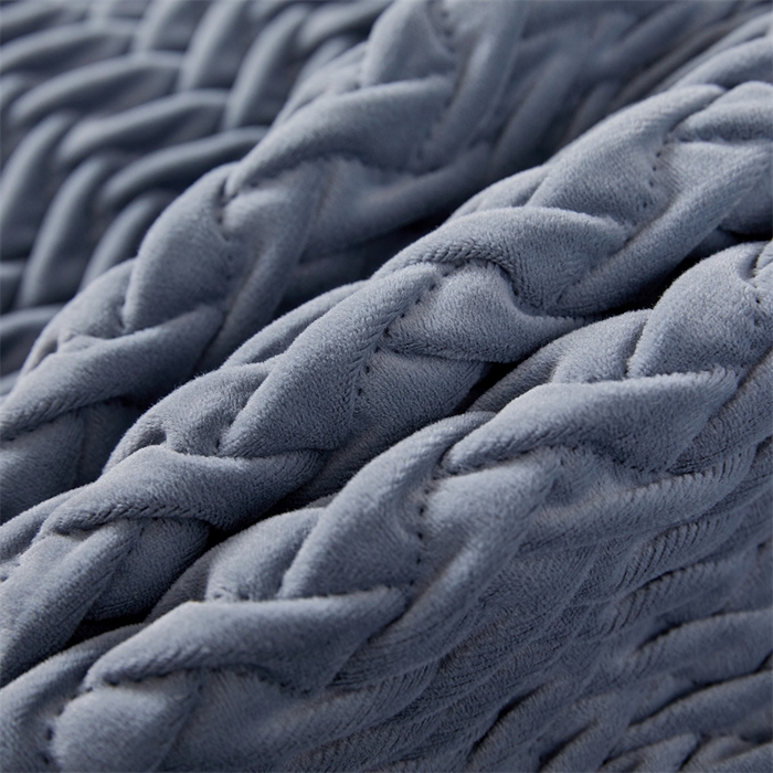 91家纺网 家纺一手货源 找家纺 情恒家纺 2025新款德芙绒工艺款全包床头罩 丹宁蓝