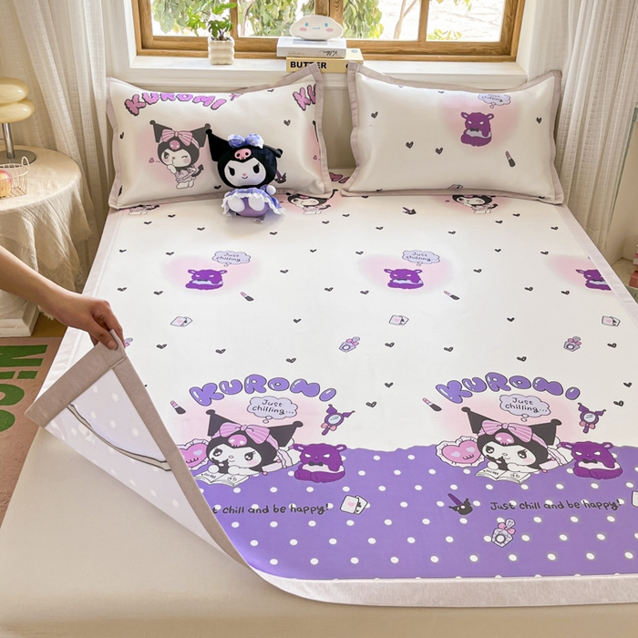 91家纺网 家纺一手货源 找家纺 博雅 2025新款三丽欧A类小版数码印花1200D冰丝凉席凉席席子 梦想库洛米