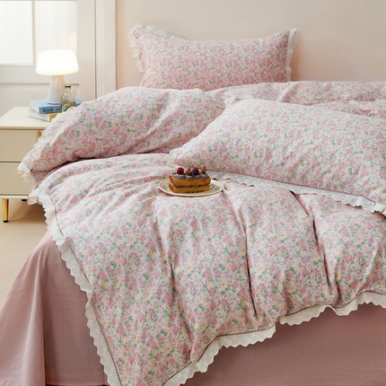 91家纺网 家纺一手货源 找家纺 （总）黛馨 2025新款全棉纯棉镂空蕾丝边四件套