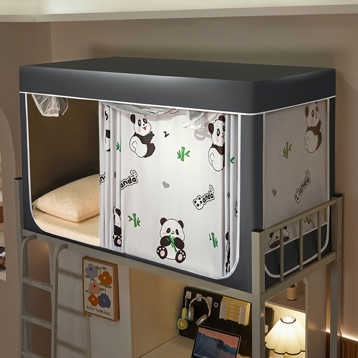 91家纺网 家纺一手货源 找家纺 2025新款学生床遮光蚊帐 熊猫竹子