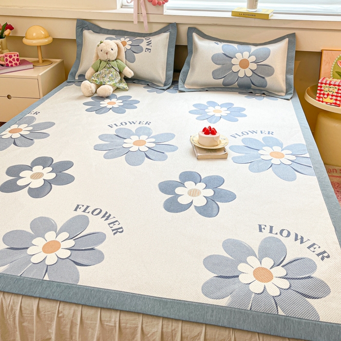 91家纺网 家纺一手货源 找家纺 迪乐妮 2025新款印花真冰藤冰凉席 花语