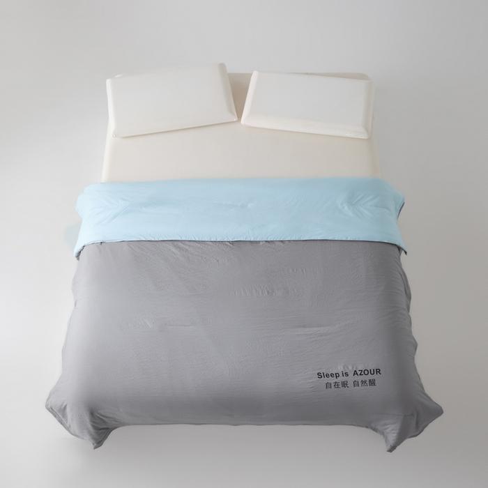 91家纺网 家纺一手货源 找家纺 闲鱼家纺 2025新款某朵同款深睡Pro夏被 自在眠  自然醒 浅灰+克莱茵蓝