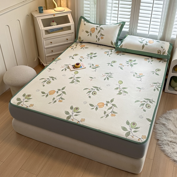 91家纺网 家纺一手货源 找家纺 迪乐妮 2025新款真冰藤印花床笠款凉席 牛油果