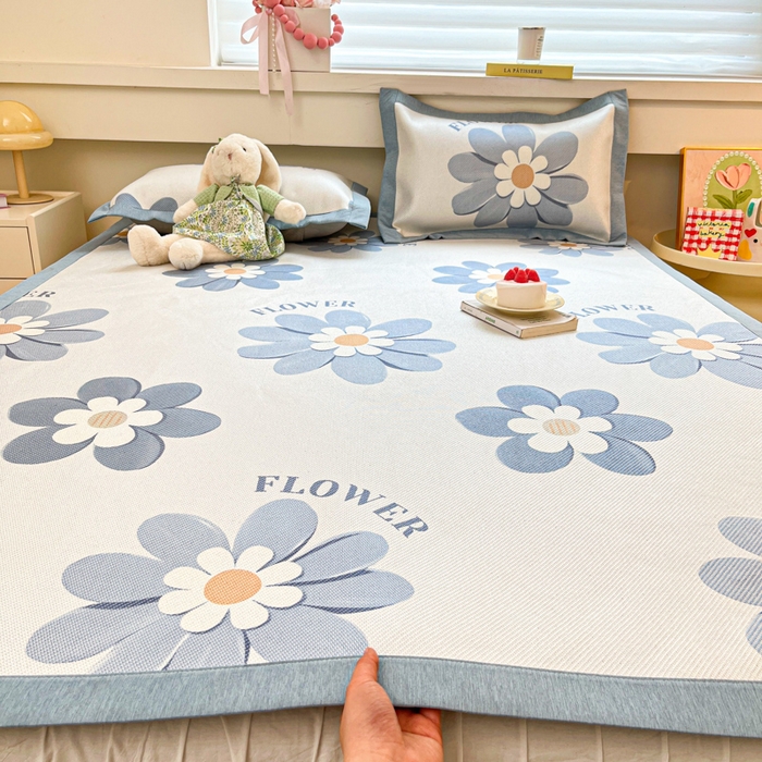 91家纺网 家纺一手货源 找家纺 迪乐妮 2025新款印花真冰藤冰凉席 花语