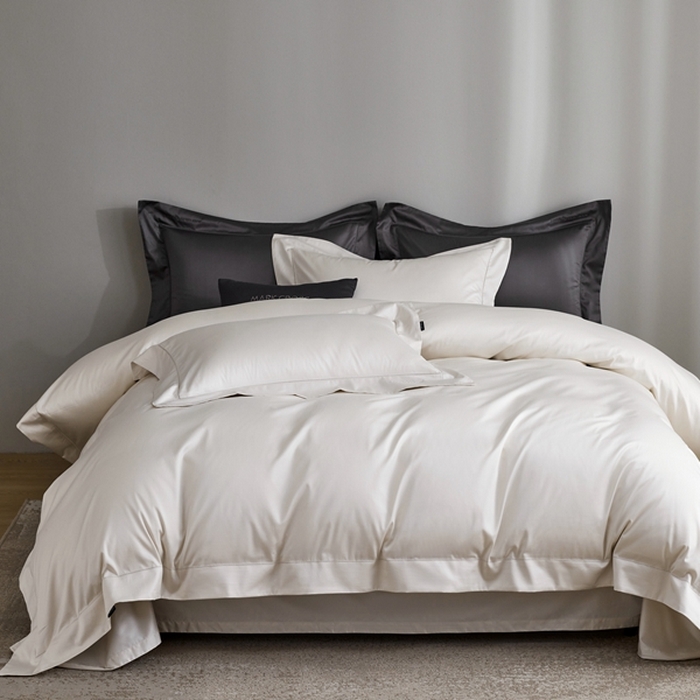 91家纺网 家纺一手货源 找家纺 佳汐蓝 2025新款奢简高支棉柔雾奢缎长绒棉四件套券后不低于628/648元 羊脂白