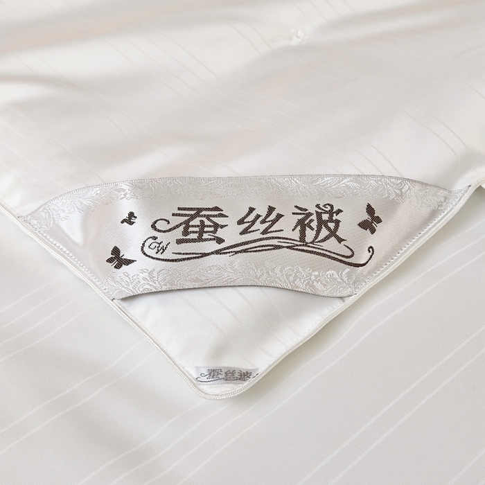 91家纺网 家纺一手货源 找家纺 金同成家纺 2025新款缎条蚕丝被春秋被子母被冬被子被芯 云朵白