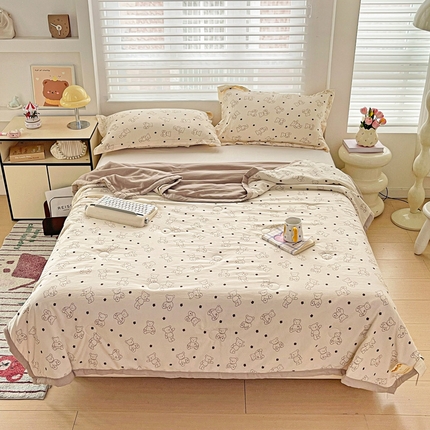富艺隆 2025新款水洗棉双层纱夏被 小熊院长
