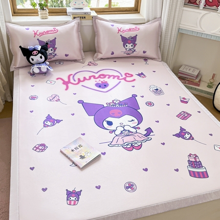 91家纺网 家纺一手货源 找家纺 博雅 2025新款三丽欧A类大版数码印花1200D冰丝凉席凉席席子 气球库洛米