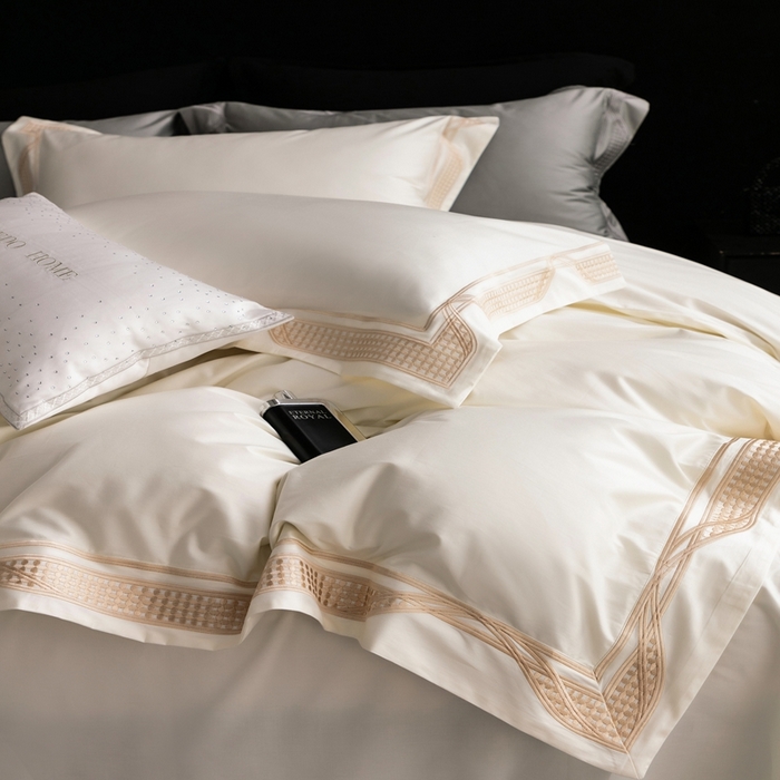 91家纺网 家纺一手货源 找家纺 馨蕊家居 2025春夏新品100s高奢典藏简约全棉系列 棉凯伦-月光白