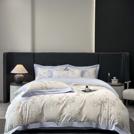 91家纺网 家纺一手货源 找家纺 新款50支大宽边高级简奢款凉感纯棉数码印花四件套 控价劵后208（严格按控价来） 兰亭序