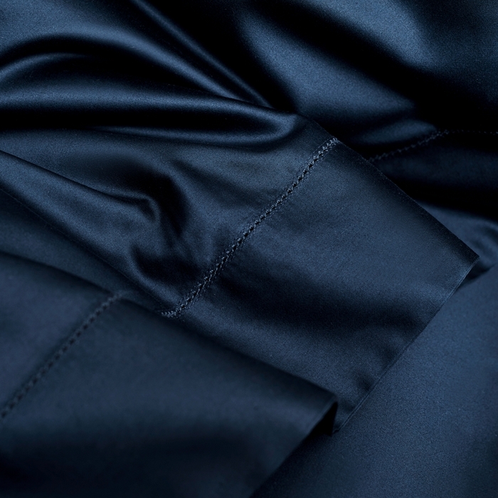 91家纺网 家纺一手货源 找家纺 佳汐蓝 2025新款奢简高支棉柔雾奢缎长绒棉四件套券后不低于628/648元 风暴蓝