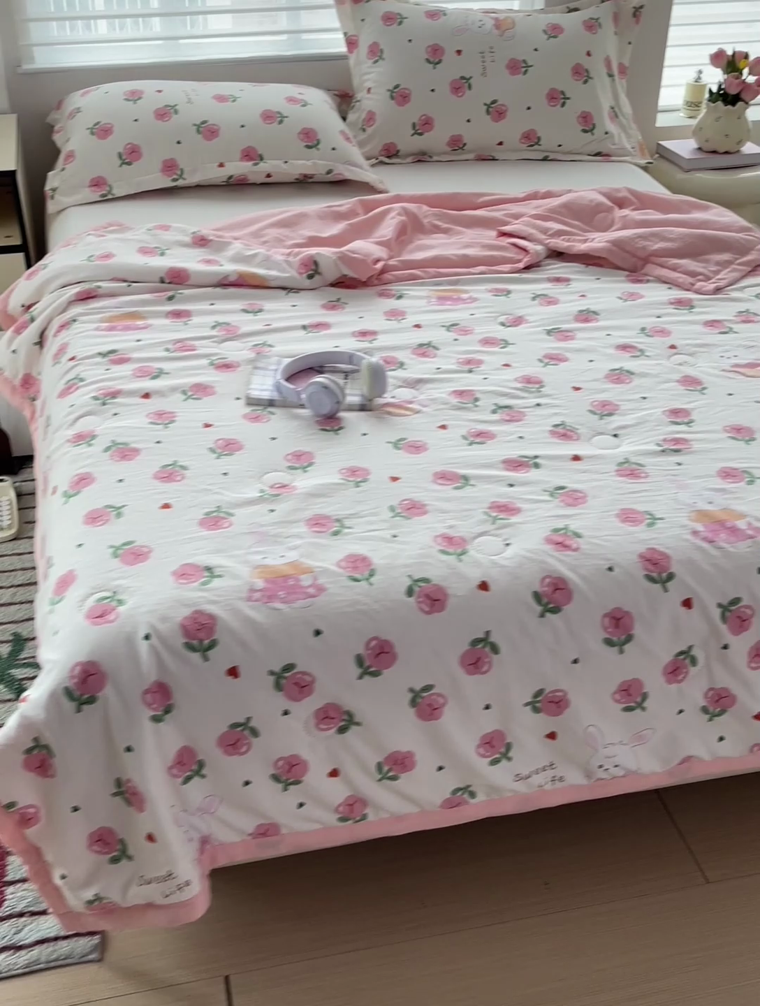 91家纺网 家纺一手货源 找家纺 富艺隆 2025新款水洗棉双层纱夏被 曼塔玫瑰