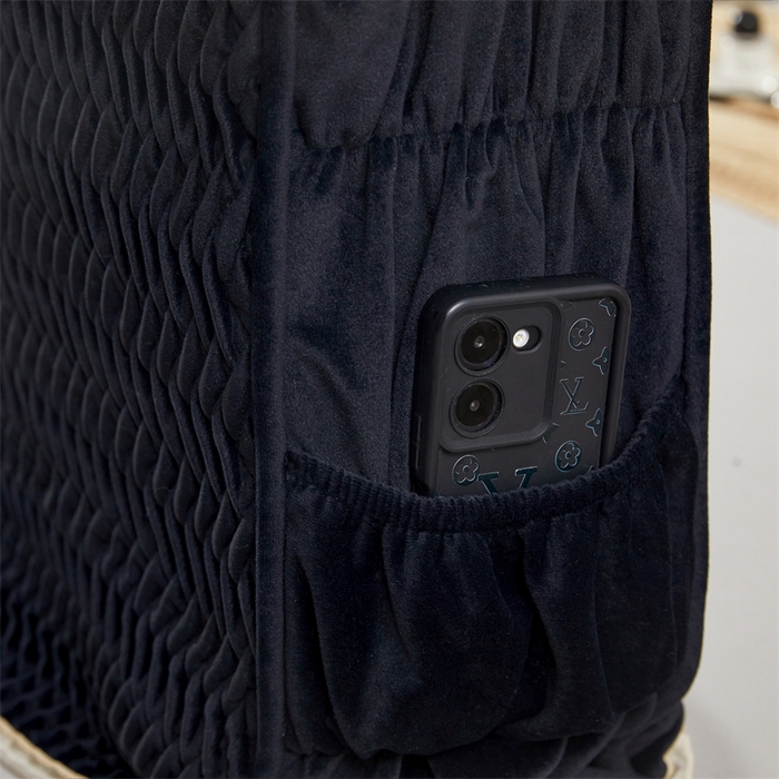 91家纺网 家纺一手货源 找家纺 情恒家纺 2025新款德芙绒工艺款全包床头罩 极简黑