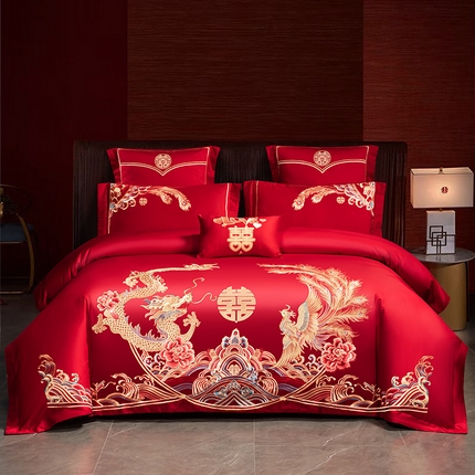 91家纺网 家纺一手货源 找家纺 （总）富之雅婚庆 2025新款全棉新中式刺绣婚庆四件套多件套【控价销售最低不低于288元】