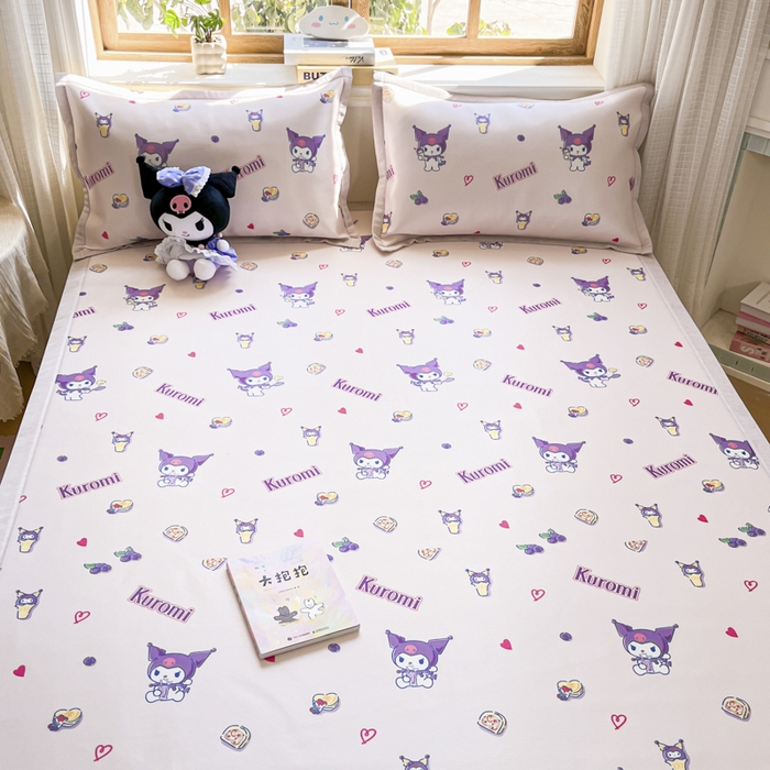 91家纺网 家纺一手货源 找家纺 博雅 2025新款三丽欧A类小版数码印花1200D冰丝凉席凉席席子 多彩库洛米