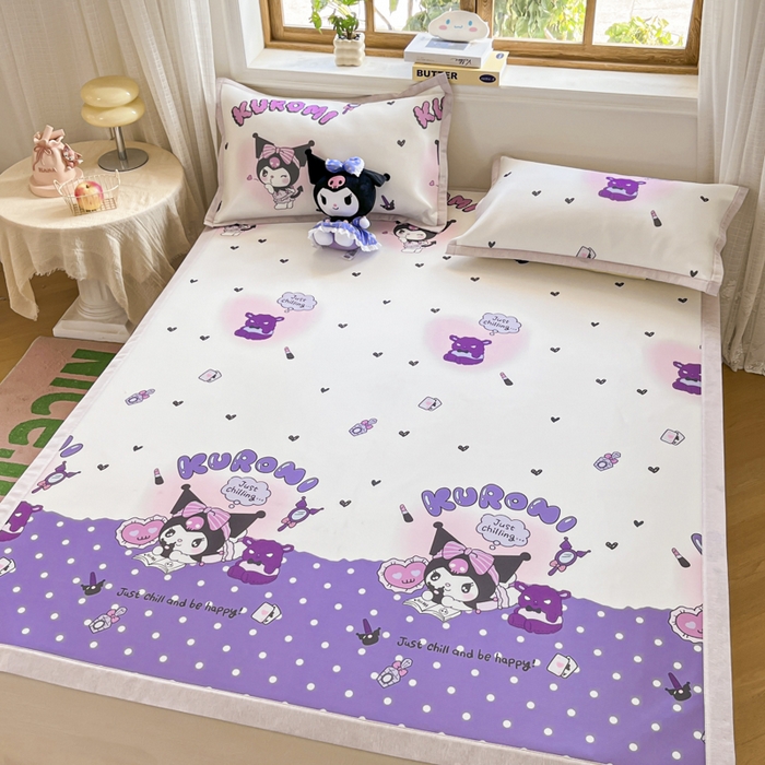 91家纺网 家纺一手货源 找家纺 博雅 2025新款三丽欧A类小版数码印花1200D冰丝凉席凉席席子 梦想库洛米