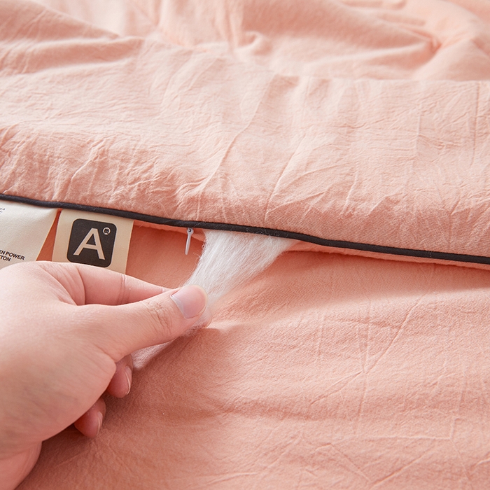 91家纺网 家纺一手货源 找家纺 熙宴家纺 2025新款纯色水洗棉新疆棉花夏被 粉玉