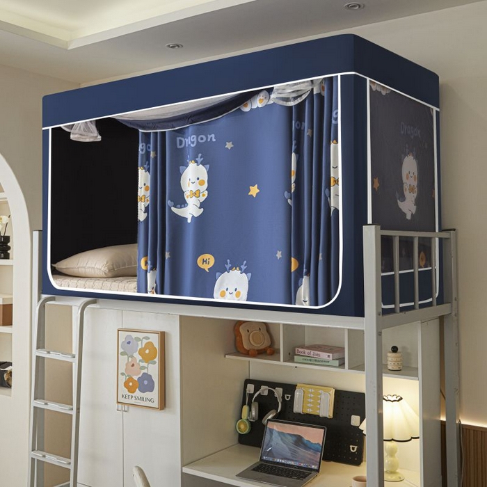 91家纺网 家纺一手货源 找家纺 2025新款学生床遮光蚊帐 恐龙宝贝