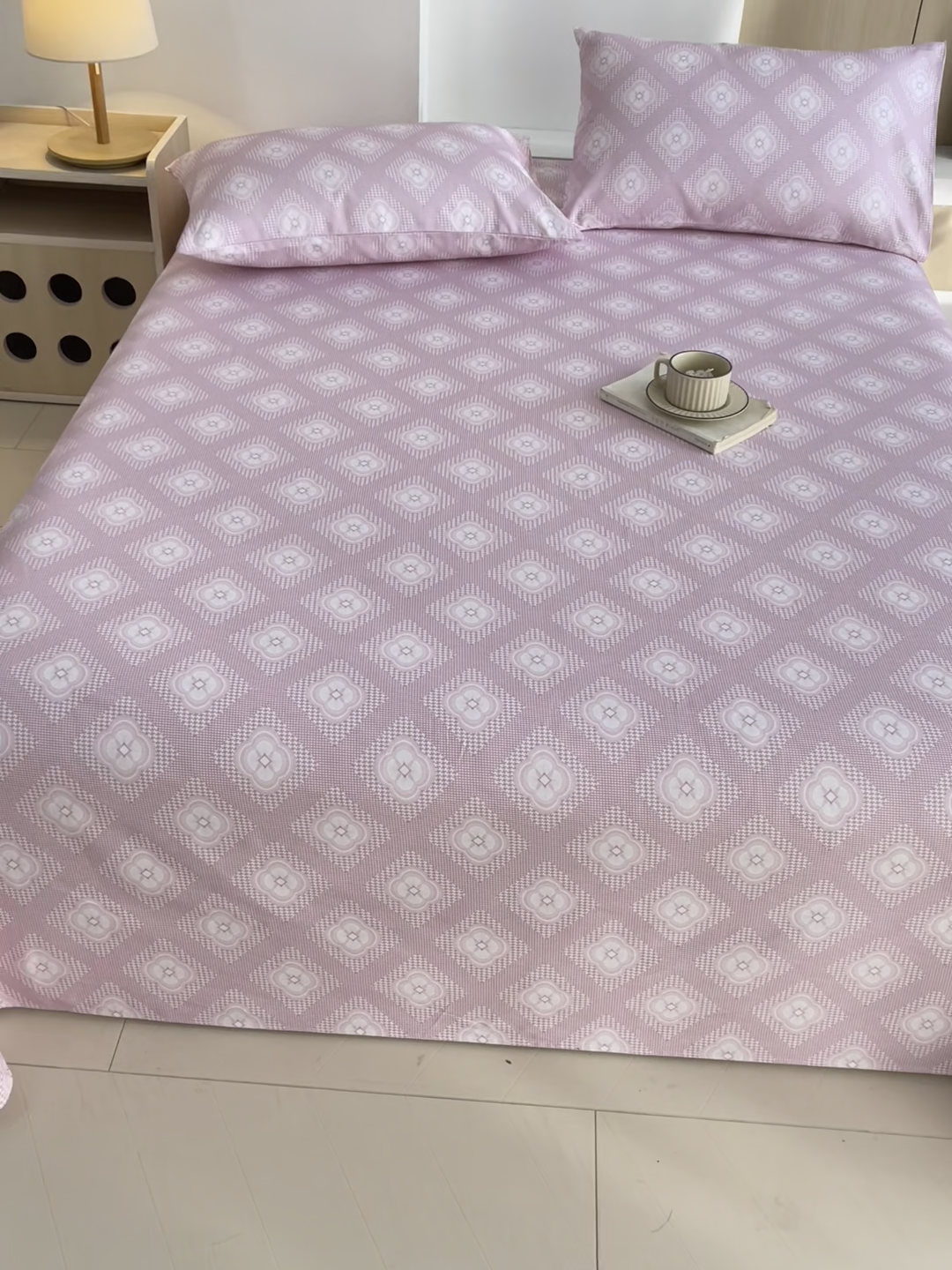 91家纺网 家纺一手货源 找家纺 爱彼2025新款华夫格全棉纯棉老粗布床单凉席-系列三 幻想-粉