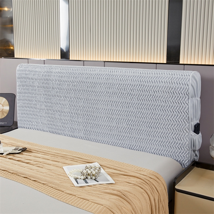 91家纺网 家纺一手货源 找家纺 情恒家纺 2025新款德芙绒工艺款全包床头罩 流光银