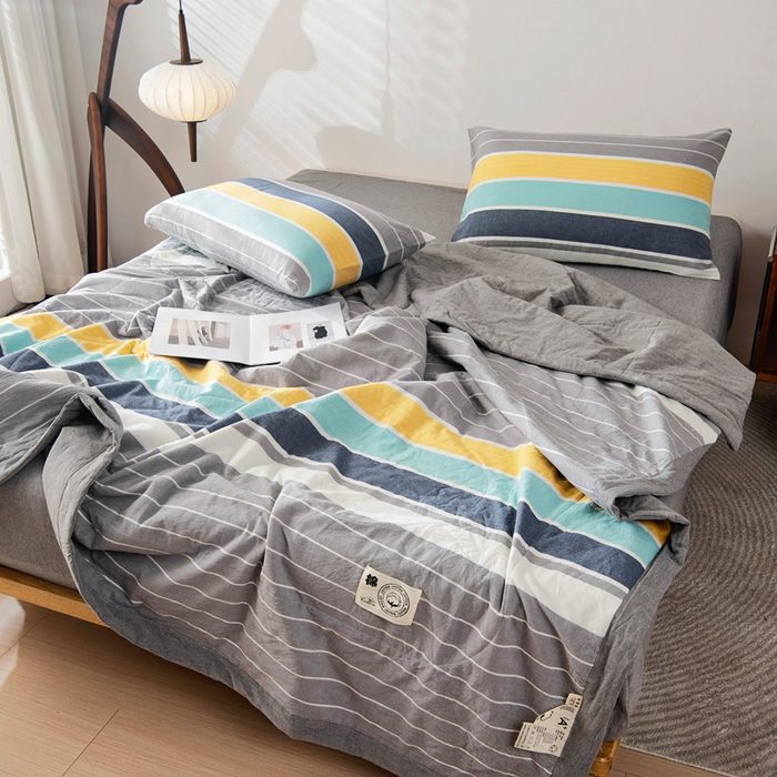 91家纺网 家纺一手货源 找家纺 鑫棉坊 2025新款全棉色织水洗棉A类棉花夏被可机洗空调被四件套床单枕套 洛克