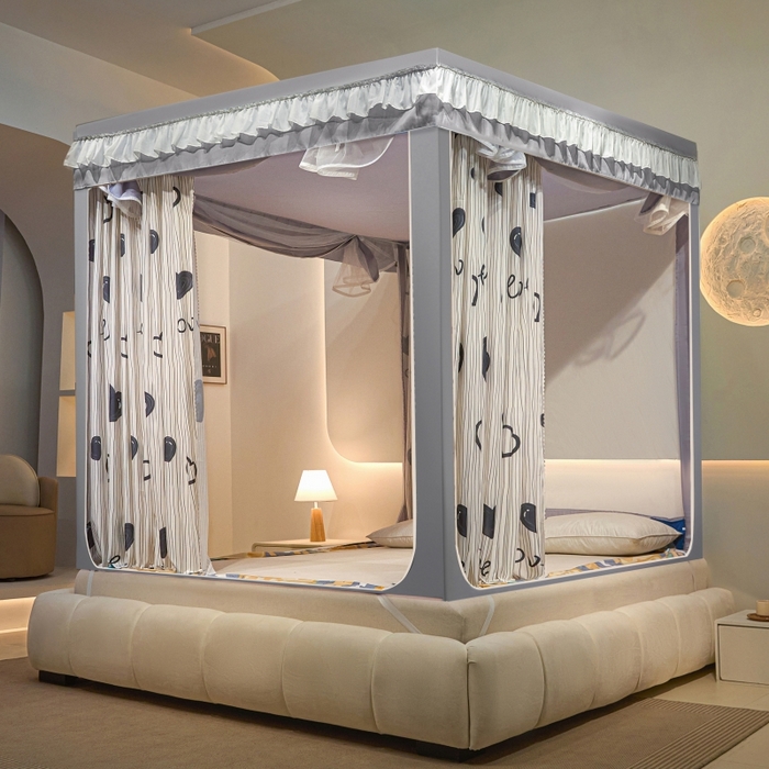 91家纺网 家纺一手货源 找家纺 冉美家纺  2025新款U型遮光方顶坐床蚊帐 宝贝甜心