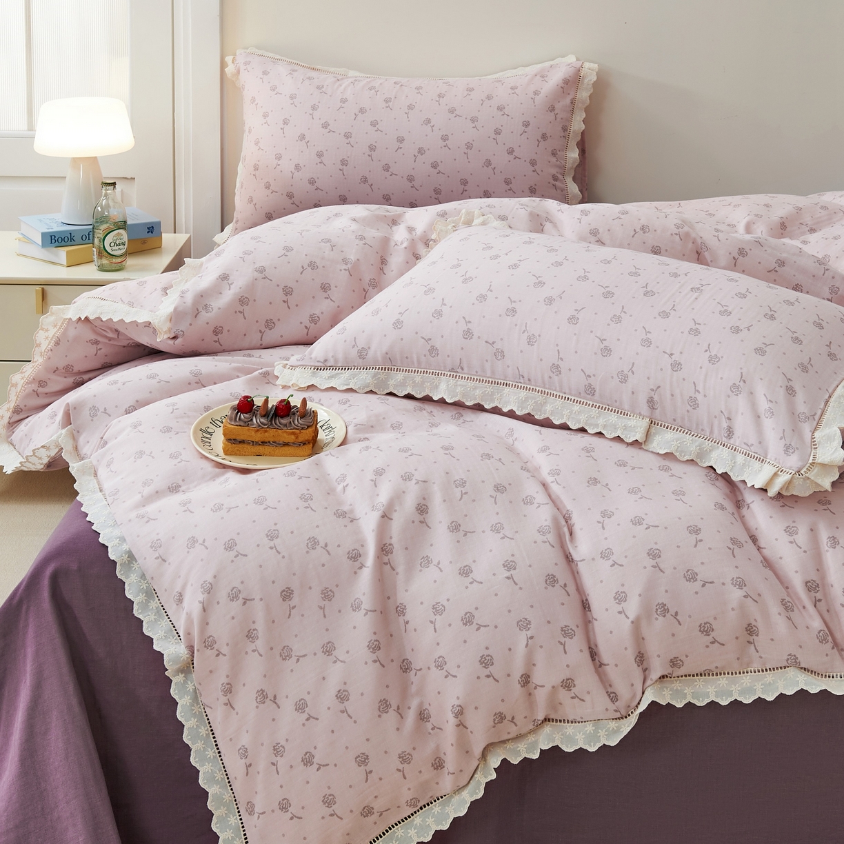 91家纺网 家纺一手货源 找家纺 （总）黛馨 2025新款全棉纯棉镂空蕾丝边四件套