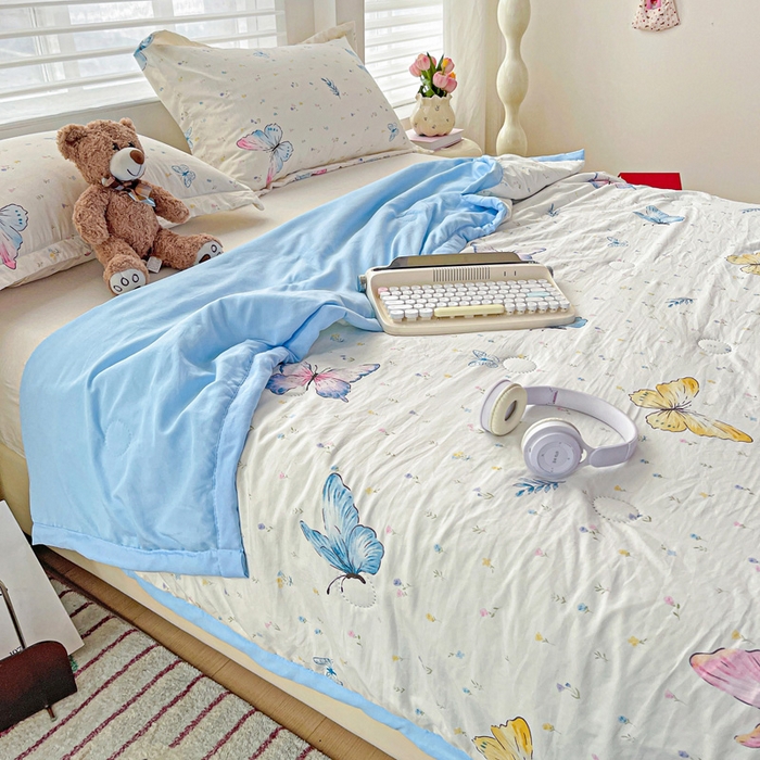 91家纺网 家纺一手货源 找家纺 （总）富艺隆 2025新款水洗棉双层纱夏被