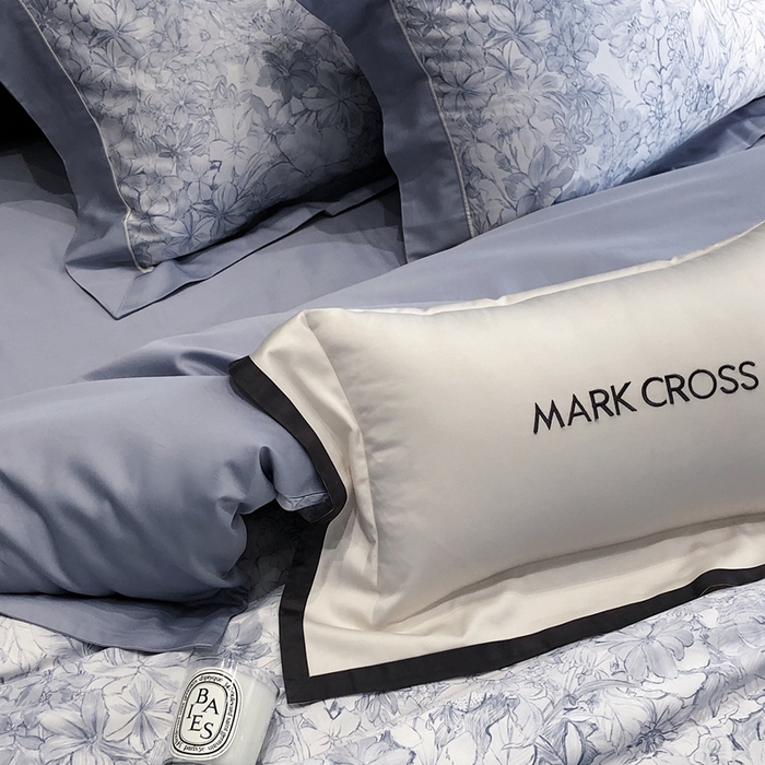 91家纺网 家纺一手货源 找家纺 佳汐蓝2025新款典雅诗意花卉全棉印花四件套券后不低于438/458元 雾隐巴黎-蓝柳色