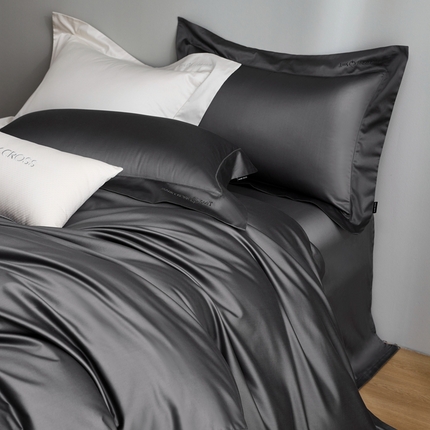 佳汐蓝 2025新款奢简高支棉柔雾奢缎长绒棉四件套券后不低于628/648元 百慕灰