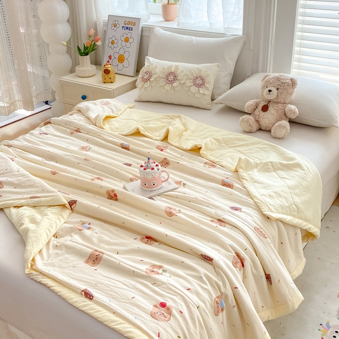 91家纺网 家纺一手货源 找家纺 好睡棉 2025新款柔软裸睡级水洗棉夏被新疆棉花被夏凉被空调被被子 奶油小熊