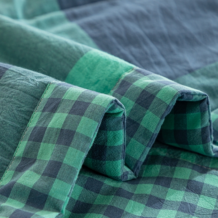 91家纺网 家纺一手货源 找家纺 鑫棉坊 2025新款全棉色织水洗棉A类棉花夏被可机洗空调被四件套床单枕套 淡雅