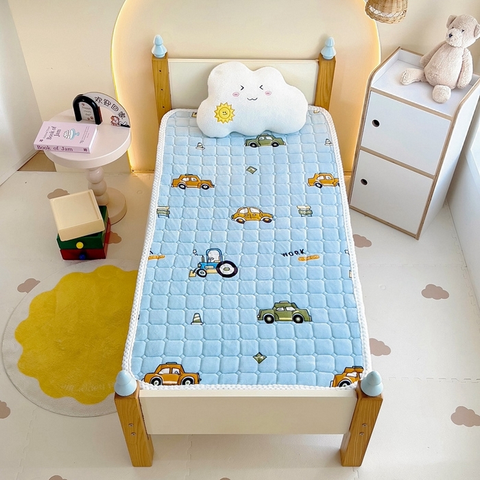 91家纺网 家纺一手货源 找家纺 梵赫家纺2024新款牛奶绒床护垫床垫幼儿园床垫儿童床垫可水洗 垫套-工程车队