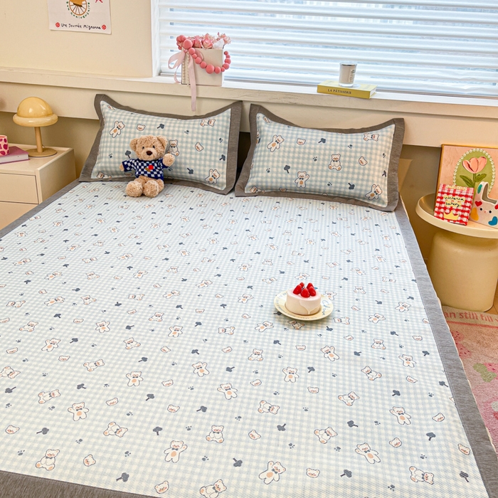 91家纺网 家纺一手货源 找家纺 迪乐妮 2025新款印花真冰藤冰凉席 baby熊