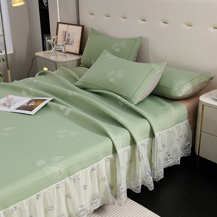 91家纺网 家纺一手货源 找家纺 （总）席之家 2025新款3D冰感蕾丝床裙豆豆席