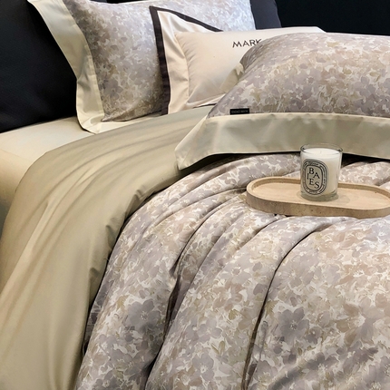 佳汐蓝2025新款典雅诗意花卉全棉印花四件套券后不低于438/458元 馥雅铃兰-月灰蓝