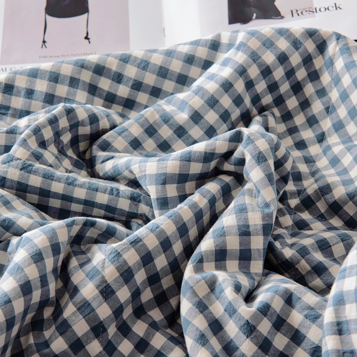 91家纺网 家纺一手货源 找家纺 鑫棉坊 2025新款全棉色织水洗棉A类棉花夏被可机洗空调被四件套床单枕套 欢乐