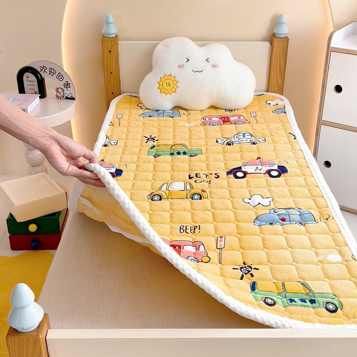 91家纺网 家纺一手货源 找家纺 梵赫家纺2024新款牛奶绒床护垫床垫幼儿园床垫儿童床垫可水洗 垫套-滴滴车队黄
