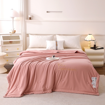 2025新款绣花柔舒棉刺绣款夏被 豆沙