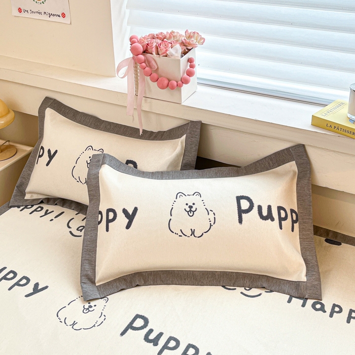 91家纺网 家纺一手货源 找家纺 迪乐妮 2025新款印花真冰藤冰凉席 快乐小狗