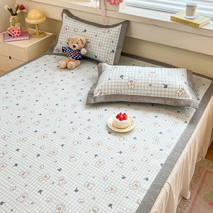 91家纺网 家纺一手货源 找家纺 迪乐妮 2025新款印花真冰藤冰凉席 baby熊