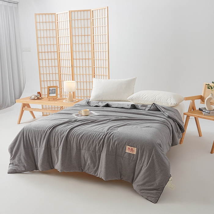 91家纺网 家纺一手货源 找家纺 熙宴家纺 2025新款纯色水洗棉新疆棉花夏被 石灰