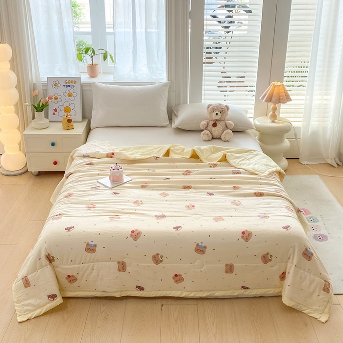 91家纺网 家纺一手货源 找家纺 好睡棉 2025新款柔软裸睡级水洗棉夏被新疆棉花被夏凉被空调被被子 奶油小熊