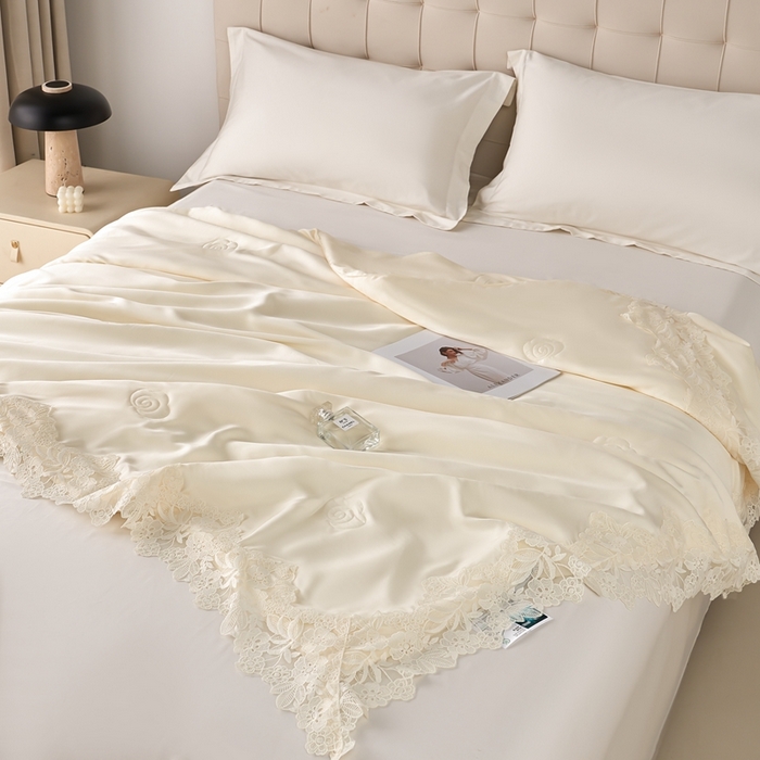 91家纺网 家纺一手货源 找家纺 （总）朴罗 （ 原岚图）  2025新款轻奢法式天丝夏凉被 （含蚕丝）