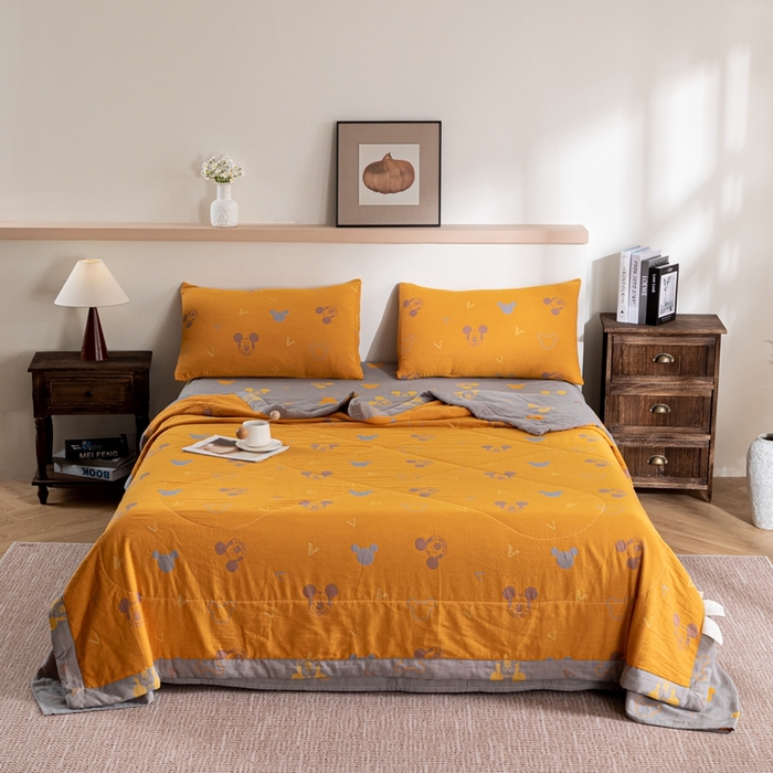 91家纺网 家纺一手货源 找家纺 （总）鑫棉坊 2025新款A类里外全棉双层纱可机洗棉花空调被夏凉被四件套