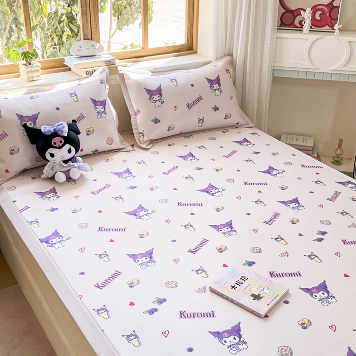 91家纺网 家纺一手货源 找家纺 博雅 2025新款三丽欧A类小版数码印花1200D冰丝凉席凉席席子 多彩库洛米