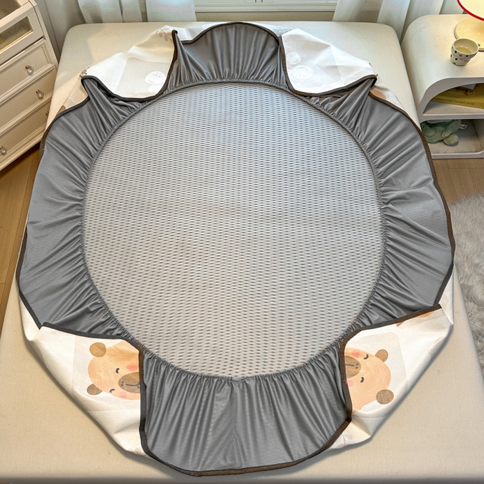 91家纺网 家纺一手货源 找家纺 迪乐妮 2025新款真冰藤印花床笠款凉席 卡比巴拉